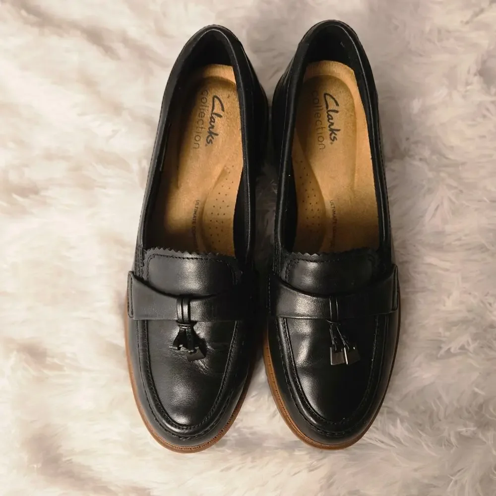 Women's Clarks Leather Westlynn Bella Loafers Black W7.5 - Picture 2 of 13